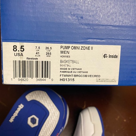 Reebok Mens White Pump Omni Zone 2 H01315 Lace Up Basketball Shoes Size US 8.5 - Picture 5 of 5